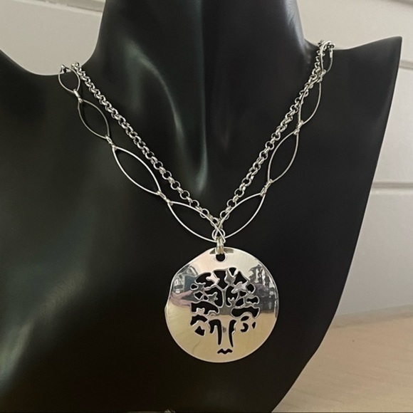 $49 SALE Handmade Layered Chain Metal Tree of Life Pendant Necklace Boho Zen - Picture 8 of 8